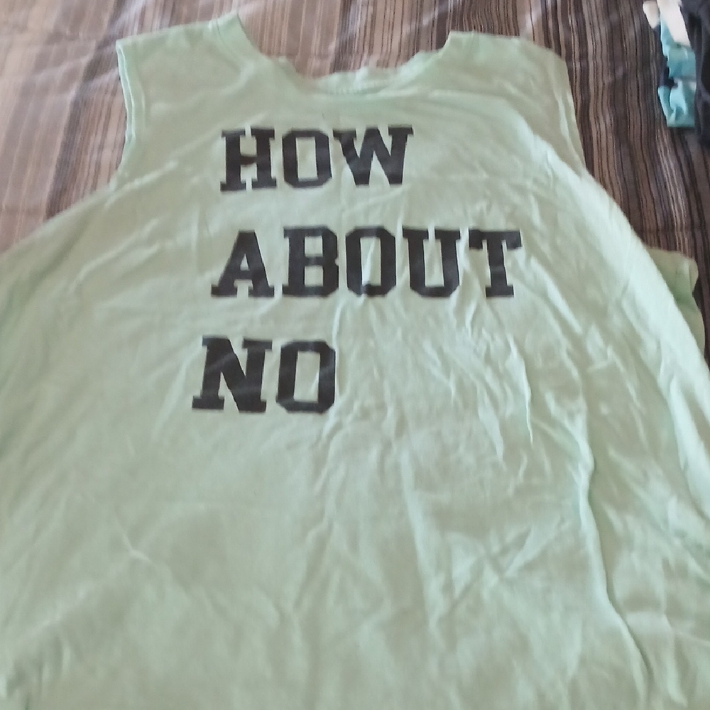 Kids Mint Green Graphic Tank Top - "How About No"